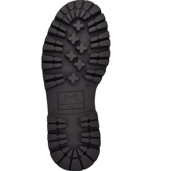 MARC FISHER LTD Plune Lace-Up Lug Sole Heel Leather Boot, Black Leather, Size 8M - Picture 6 of 7